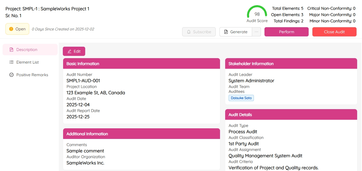 ETHOS RFI list view showing open requests for information with status and assignee columns