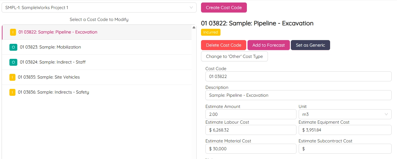 ETHOS financial dashboard showing project budget overview and cash flow status