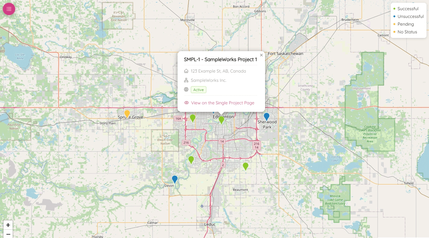 ETHOS interactive project map with site locations
